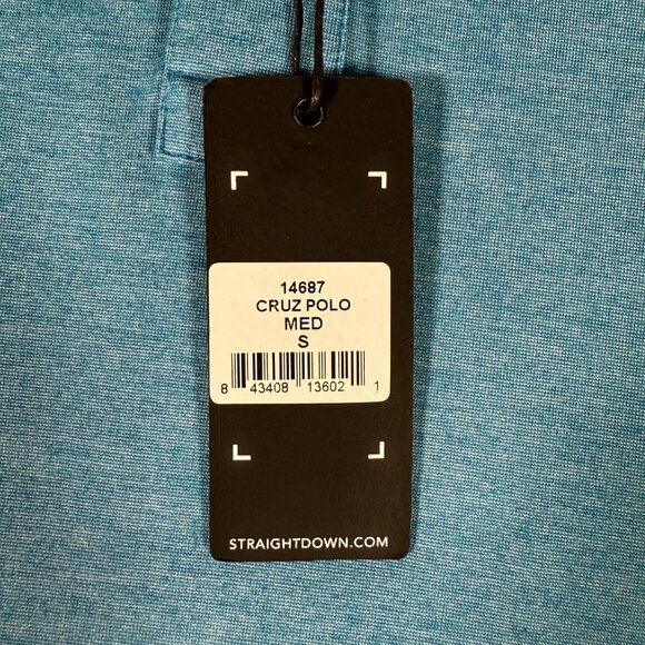 Straight Down Polo Shirt Men Size S Blue Short Sleeve Embroidered Logo Cruz NWT - Picture 5 of 11
